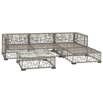 Berkfield Home Comfortable 5 Piece Garden Lounge Set with Cushions Poly Rattan Grey