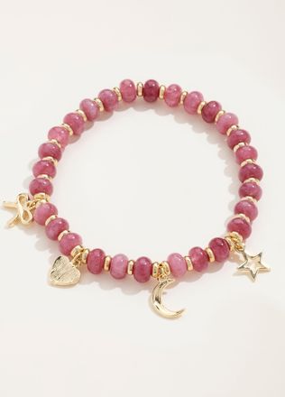 Fat Face FatFace Pink Bead Charm Bracelet