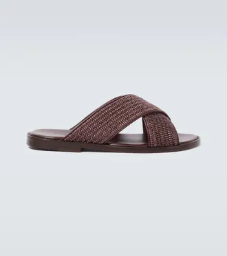 Manolo Blahnik Sandali Otawi in rafia con pelle