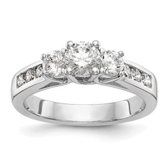 Diamond2Deal 14k White Gold Lab Grown Diamond 3-Stone Band Ring 1.5Ct Clarity- VS Color- G-H