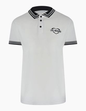 Love Moschino Mens Love Moschino Twin Tipped Collar White Polo Shirt - Size: 44