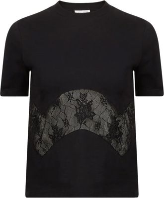 Nina Ricci T-shirt con inserto di pizzo - Nero