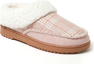 Dearfoams Nyla Felted Plaid Moccasin Toe Clog Slipper in Pale Mauve at Nordstrom, Size X-Large