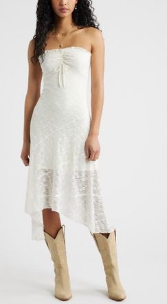 BP. Strapless Lace Asymmetric Hem Dress in Ivory at Nordstrom, Size Xx-Small