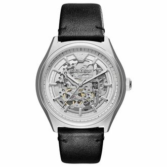 Emporio Armani AR60003 Automatisch zwart lederen herenhorloge