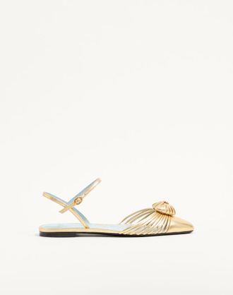 Valentino Garavani Ballerina Coeur Royal In Nappa Laminata Donna ANTIQUE BRASS 35.5