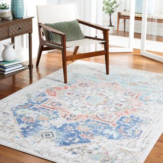 Safavieh Phoenix Machine Made Area rug, Ivory / Blue Traditional Style Easy Care