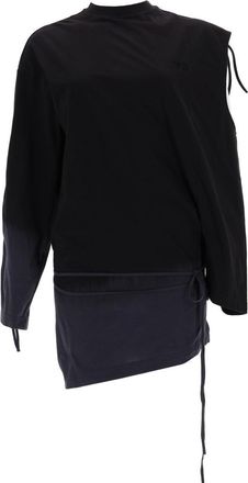 Yohji Yamamoto Asymmetrical Shoulder Cut-Out Long Sleeve Top