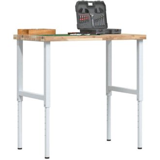 vidaXL Banco De Trabajo Rectangular Madera Maciza 100x60x(73-99,5) Cm Vidaxl