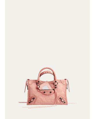 Balenciaga Le City Small Waxed Suede Top-Handle Bag