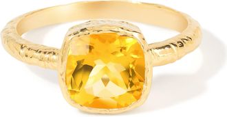 Tiramisu 14K Gold Plated Over 925 Sterling Silver Citrine Textured Ring
