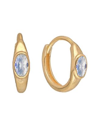 Tiramisu 14K Plated 0.60 ct. tw. Rainbow Moonstone Huggie Earrings