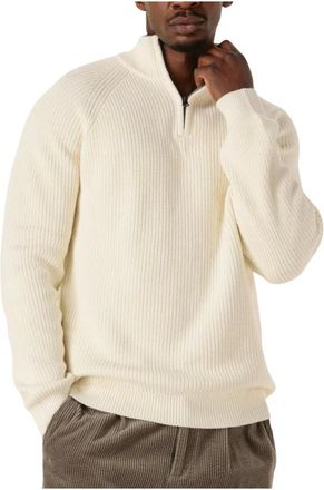 Anerkjendt Truien & Vesten, Heren, Beige, L, Katoen, Half Zip Gebreide Trui voor Heren