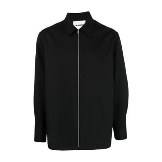Jil Sander Heren, Overhemden, Zwart, Maat: XL Poliester