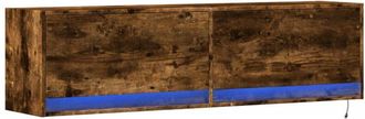 vidaXL Tv Wall Cabinet with led Lights Smoked Oak 140x31x38 cm Vidaxl