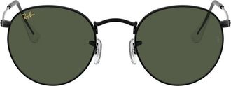 Ray-Ban 47mm Round Sunglasses in Shiny Black/Green at Nordstrom