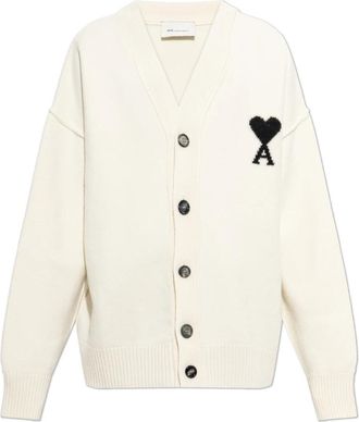Ami Wool Cardigan - Heren - Vesten - Wit - 3XL - Wol - Truien & Vesten