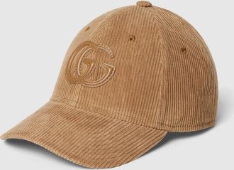 Gucci Velvet Baseball Hat With Embroidery, Size XXL, Brown, Velvet