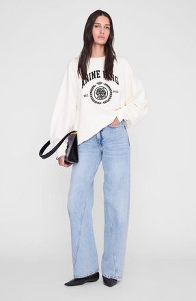 Anine Bing Miles Collegiate Sweatshirt in Cream at Nordstrom, Size X-Small