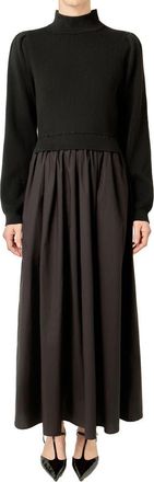 English Factory Mixed Media Dress in Black at Nordstrom, Size X-Small