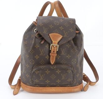 Louis Vuitton Brown Leather Coated Canvas Backpack (Pre-Owned)