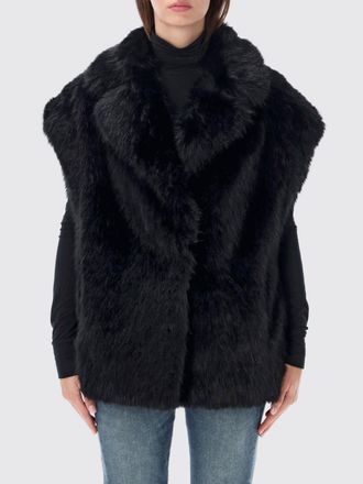 Stand Studio Cropped Faux Fur Gilet with Shawl Collar