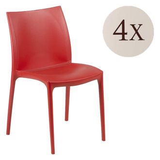 Dmora Silla De Exterior Grover, 4 Sillas, Apilable Made In Italy, Soporta 120 Kg, Rojo