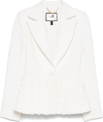 Nissa 3D flowers single-breasted blazer - White