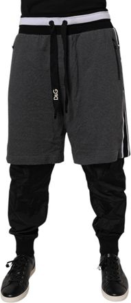 Dolce & Gabbana Black Gray Cotton Layered Men Sweatpants Pants And Nylon