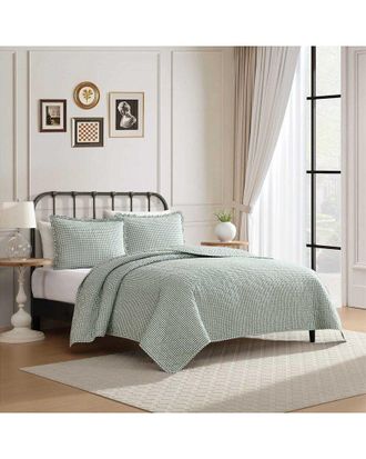 Laura Ashley 200 Thread Count Gracies Gingham Cotton Quilt Set