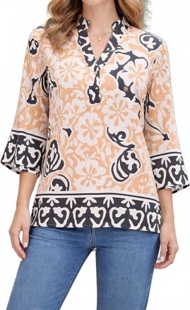 Jade Yoga Placket Tunic In Ethnic Border