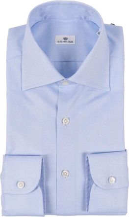 Sonrisa Camicia Uomo - Heren - Zakelijke Overhemden - Blauw - L - Katoen - Overhemden