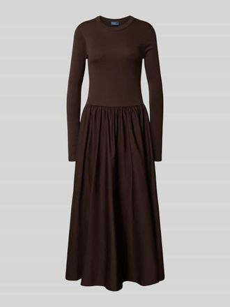 Polo Ralph Lauren Midikleid mit Rundhalsausschnitt in Dunkelbraun, Gr&ouml;&szlig;e M