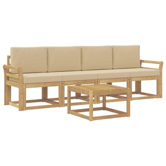 vidaXL Conjunto De Sof&aacute;s De Exterior Con Coj&iacute;n 5 Pcs Y Beige Vidaxl
