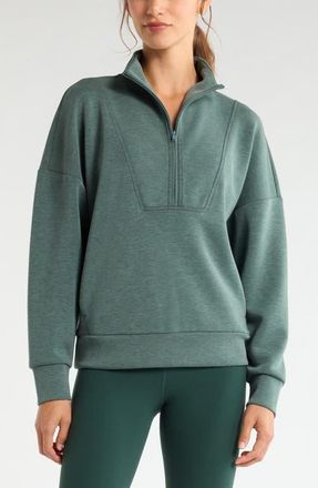 Zella Soft Luxe Half Zip Pullover in Green Balsam Heather at Nordstrom, Size Xx-Large
