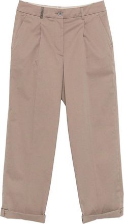 PESERICO Beige Pants With Pleats And Cuffs