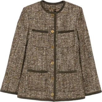 Golden Goose Brown Wool-Blend Structured Patch Jacket