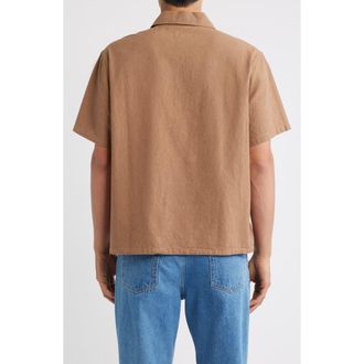 Brixton Brakeman Striped Half Zip Shirt in Brown/Tan Stripe at Nordstrom, Size Xx-Large