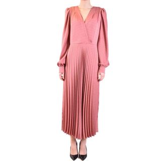 Twinset Roze V-Hals Jurk Lente/Zomer - Dames - Maxi kleedjes - Roze - L - Polyester - Kleedjes