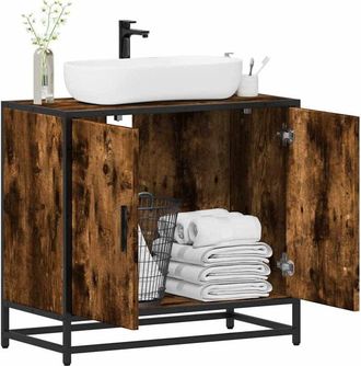 vidaXL Vidaxl - Mobile Lavabo Bagno Rovere Fumo 65x33x60 cm Legno Multistrato