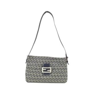 Fendi Pre-owned Shoulder Bags, female, Blue, Size: ONE SIZE Pre-owned Canvas Shoulder Bag