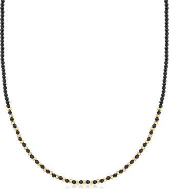 Canaria Canaria 3mm Onyx and 10kt Yellow Gold Bead Necklace