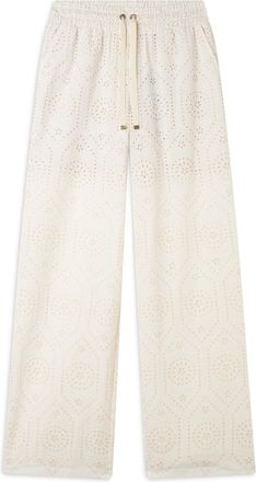 Freddy Pantaloni in mussola doppiati in cotone ricamato Sangallo