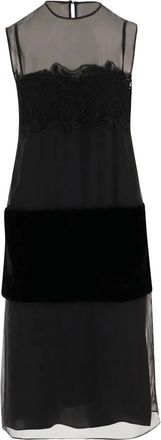 Ferragamo lace-panel midi dress - Black