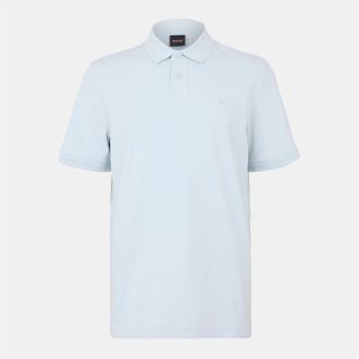 HUGO BOSS Mens Peinterlock Short Sleeve Polo Shirt in Open Blue - Size Small