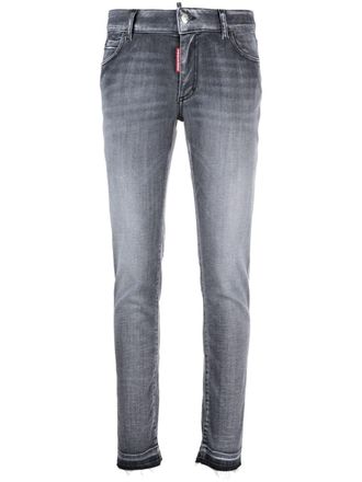 Dsquared2 mid-rise faded skinny jeans - women - Cotton/Cotton/Elastomultiester/Spandex/Elastane/Polyester/Calf Leather - 40 - Grey