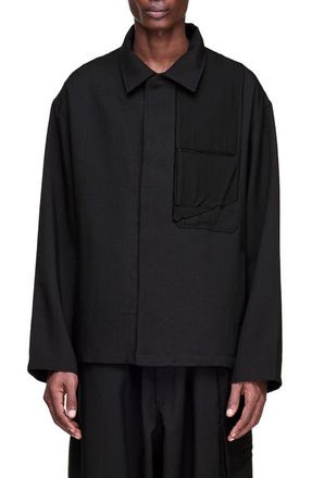 Yohji Yamamoto Twill Utility Jacket in Black at Nordstrom, Size Xx-Large