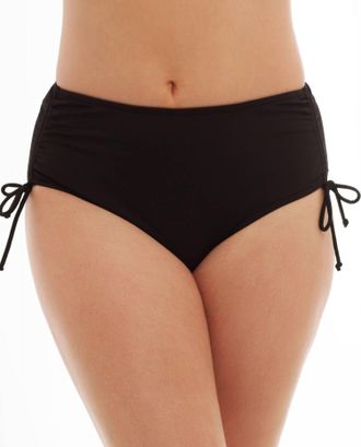Caribbean Joe Back Plus Size Adjustable Side Tie Tankini Bottom In Black