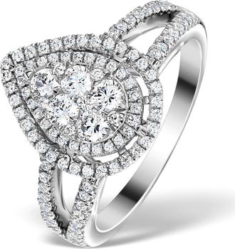 The Diamond Store Halo Engagement Ring Galileo with 1ct of Diamonds in 18KW Gold - FT77