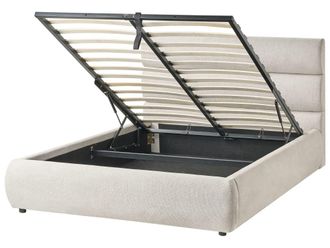 Beliani Cama matrimonial de tejido gris 140x200